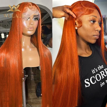 Ginger Orange Lace Front Human Hair Wigs 13x4 Bone Straight Lace Frontal Wig 30 дюймов 13x6 Hd Бесклеевой предварительно ощипанный парик для женщин