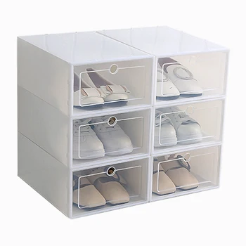  Коробка для обуви из 6 шт., Прозрачная пластиковая коробка для хранения обуви, Ящик для хранения обуви Прямоугольник белого