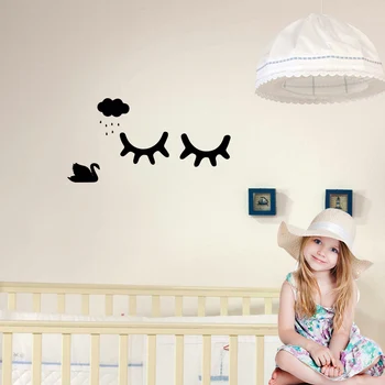 мультяшный стиль милые сонные ресницы шаблон настенные наклейки diy детская гостиная украшение детская комната настенное искусство бесплатная доставка