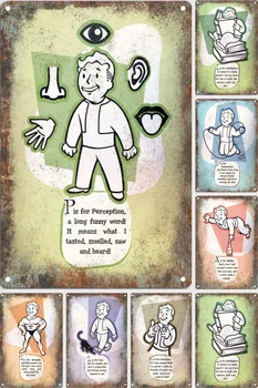 Vault Boy Детская книга Декор для комнаты Человек Пещера Украшение Стены Декорорация Изготовленный на заказ металлический жестяной знак Винтажный домашний декор Плакат