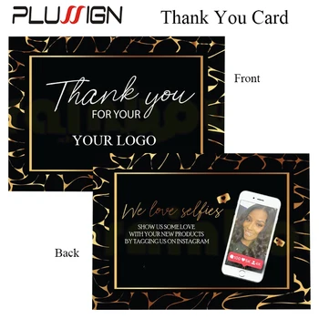 Plussign 3,1 дюйма * 3,9 дюйма Благодарственная открытка с пользовательским логотипом для парика 200 шт. Несколько стилей Печать визитных карточек на заказ