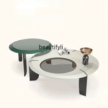 Итальянская минималистичная гостиная круглый маленький журнальный столик Высококачественный дом Маленькая квартира Дизайнерская модель Простая современная мебель