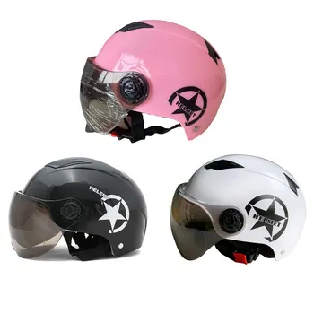 2023 Новые велосипедные шлемы Лицевой шлем Мотоцикл Открытые козырьки с двумя линзами Мужчины Женщины Летний электрический велосипедный шлем Скутер Мотоцикл