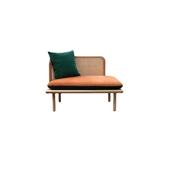 Скандинавский ретро ротанговый диван из массива дерева ленивый императорский стул наложницы домашний гостиная простой двойной ротанговый стул