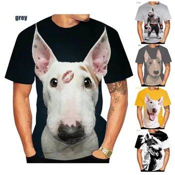 Новая мода Бультерьер 3D-печатная мужская и женская футболка Повседневная собака Бультерьер Уличная одежда Harajuku с короткими рукавами Размер XS-6XL