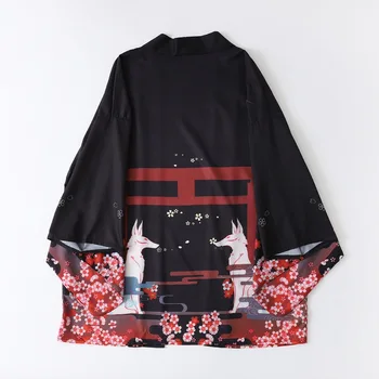 Традиционное кимоно Хаори Карп Принт Самурай Рубашка Одежда Женщины Мужчины Кимоно Кардиган Японское Аниме Азиатская уличная одежда Летнее пальто