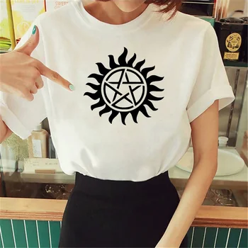 Сверхъестественное футболка женская графическая футболка Tee girl японская одежда
