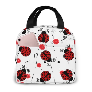 Love Bugs Red Ladybug Insulated Lunch Bag контейнеры для ланч-боксов для женщин и мужчин Торговый офис Школьный пикник