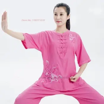 2024 Китайский винтаж кунг-фу тайцзицюань одежда боевые искусства тайцзицюань ушу униформа вин чунь цветочная вышивка хлопок льняной комплект