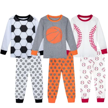 Пижамы для детей Малыши Мальчики Футбол Баскетбол Бейсбол Пижамы Набор Младенец Хэллоуин Карнавал Спорт Ночное белье